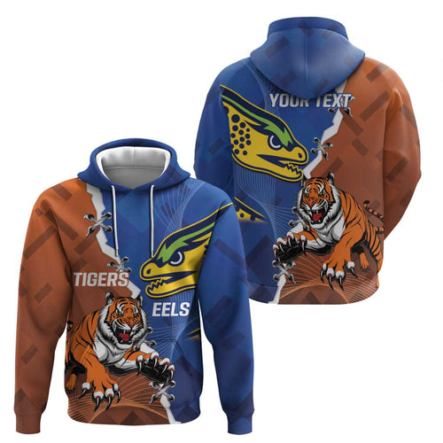 Personalised Tigers and Eels Rugby Hoodie Dynamic Style