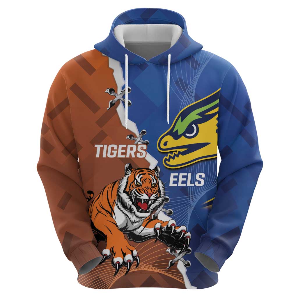 Personalised Tigers and Eels Rugby Hoodie Dynamic Style