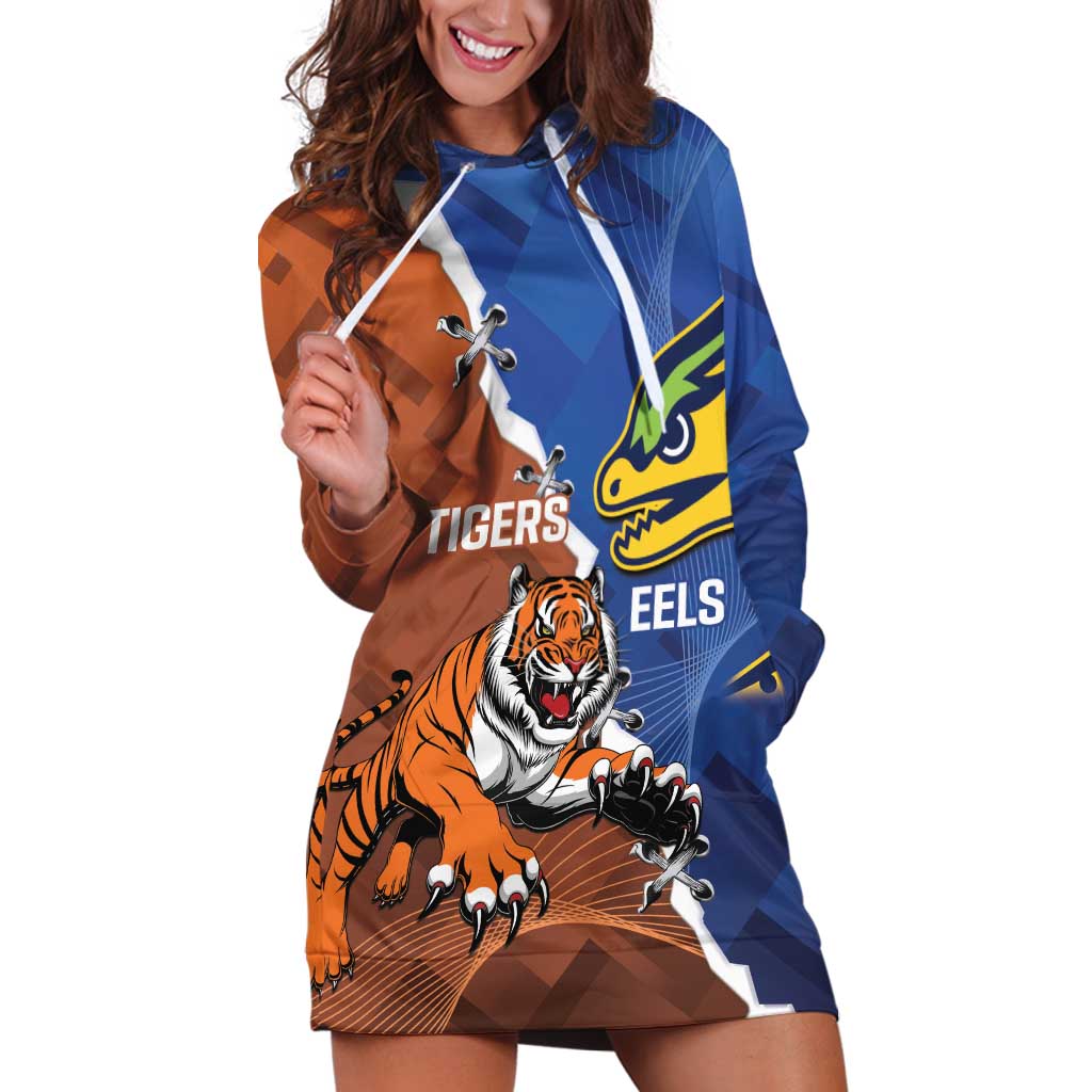 Personalised Tigers and Eels Rugby Hoodie Dress Dynamic Style