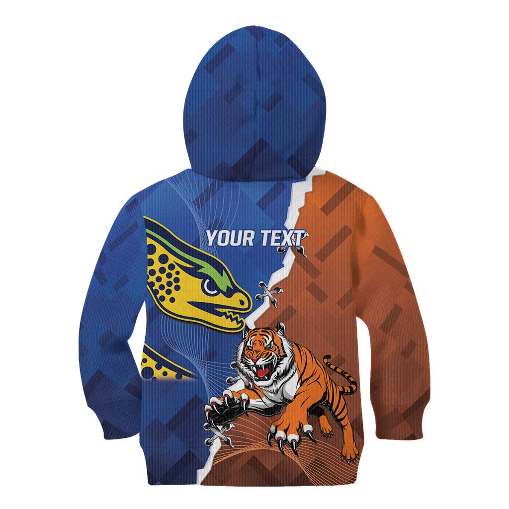 Personalised Tigers and Eels Rugby Kid Hoodie Dynamic Style