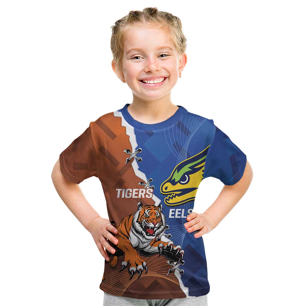Personalised Tigers and Eels Rugby Kid T Shirt Dynamic Style