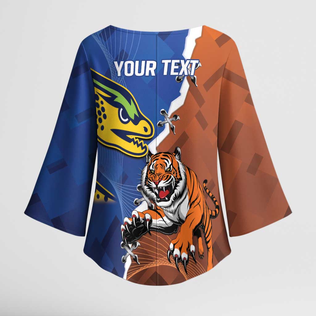 Personalised Tigers and Eels Rugby Kimono Sleeve Blouse Dynamic Style