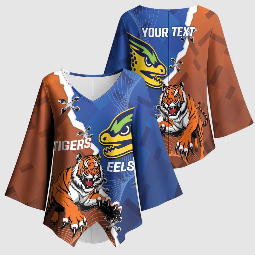 Personalised Tigers and Eels Rugby Kimono Sleeve Blouse Dynamic Style