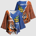 Personalised Tigers and Eels Rugby Kimono Sleeve Blouse Dynamic Style