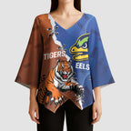 Personalised Tigers and Eels Rugby Kimono Sleeve Blouse Dynamic Style