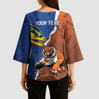 Personalised Tigers and Eels Rugby Kimono Sleeve Blouse Dynamic Style
