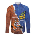 Personalised Tigers and Eels Rugby Long Sleeve Button Shirt Dynamic Style