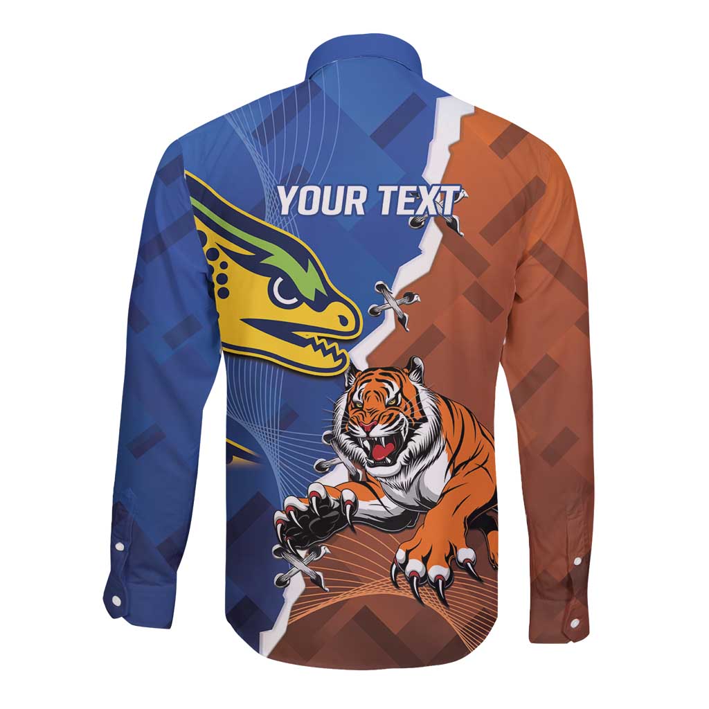 Personalised Tigers and Eels Rugby Long Sleeve Button Shirt Dynamic Style