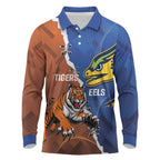 Personalised Tigers and Eels Rugby Long Sleeve Polo Shirt Dynamic Style