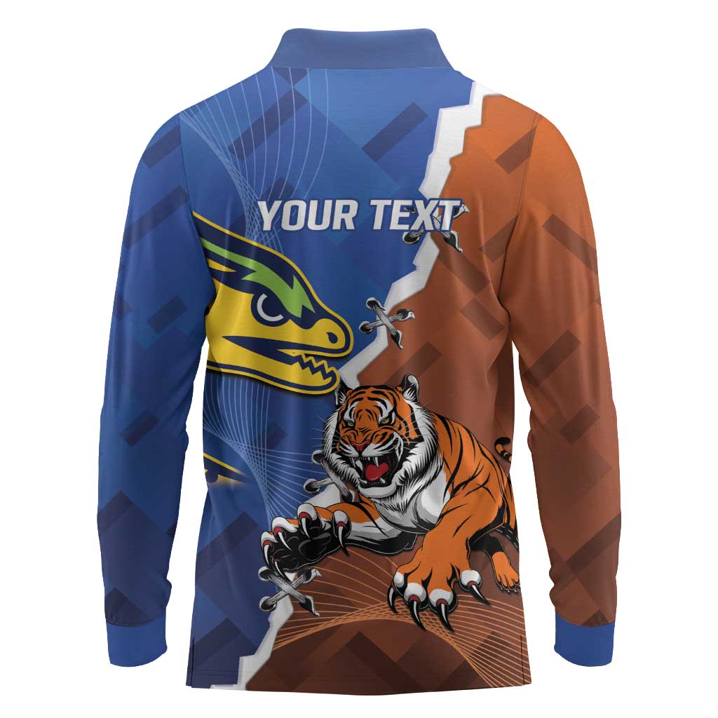 Personalised Tigers and Eels Rugby Long Sleeve Polo Shirt Dynamic Style