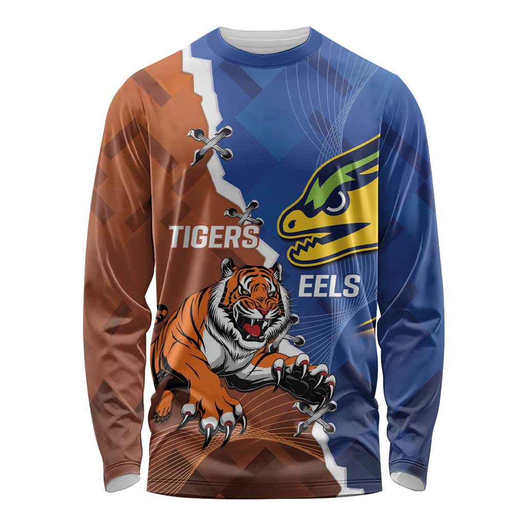 Personalised Tigers and Eels Rugby Long Sleeve Shirt Dynamic Style