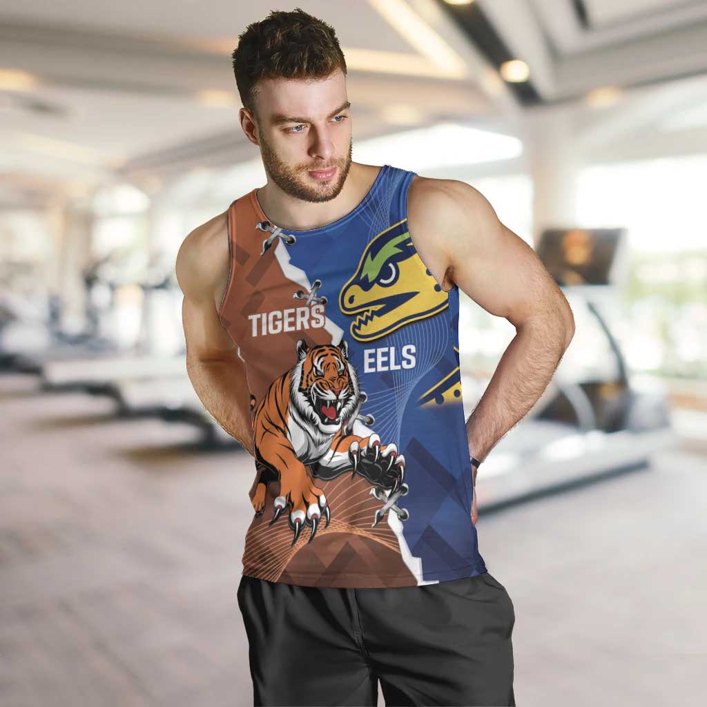 Personalised Tigers and Eels Rugby Men Tank Top Dynamic Style