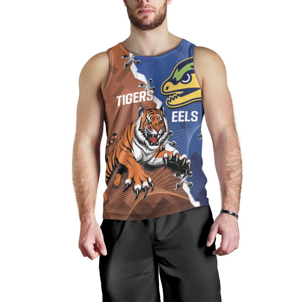 Personalised Tigers and Eels Rugby Men Tank Top Dynamic Style