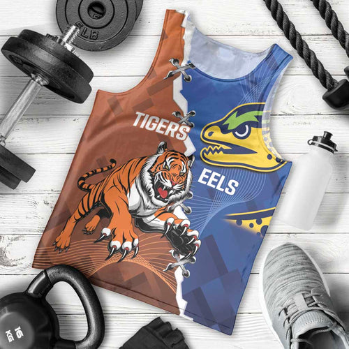 Personalised Tigers and Eels Rugby Men Tank Top Dynamic Style