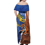 Personalised Tigers and Eels Rugby Off Shoulder Maxi Dress Dynamic Style
