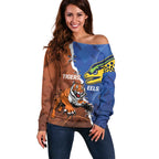 Personalised Tigers and Eels Rugby Off Shoulder Sweater Dynamic Style