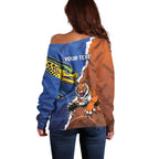 Personalised Tigers and Eels Rugby Off Shoulder Sweater Dynamic Style