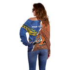 Personalised Tigers and Eels Rugby Off Shoulder Sweater Dynamic Style