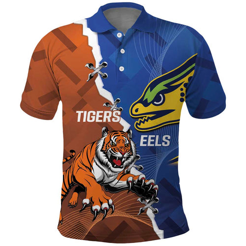 Personalised Tigers and Eels Rugby Polo Shirt Dynamic Style