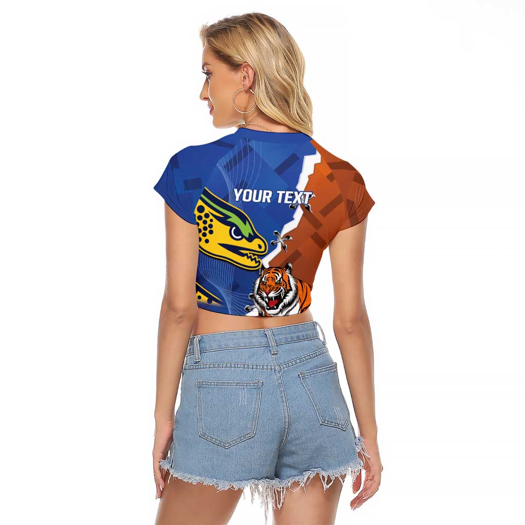 Personalised Tigers and Eels Rugby Raglan Cropped T Shirt Dynamic Style