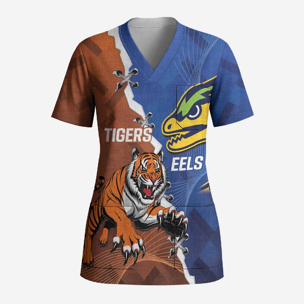 Personalised Tigers and Eels Rugby Scrub Top Dynamic Style