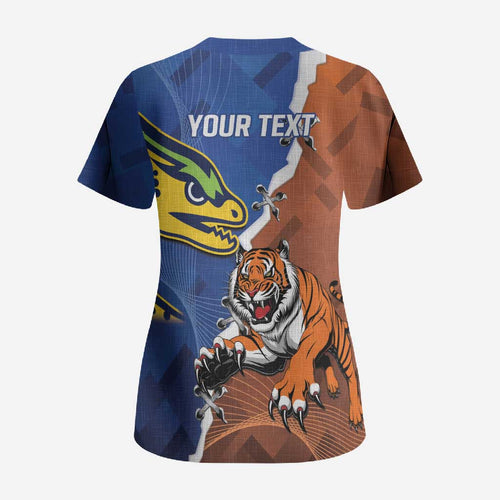 Personalised Tigers and Eels Rugby Scrub Top Dynamic Style
