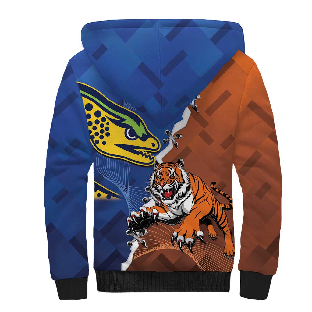 Personalised Tigers and Eels Rugby Sherpa Hoodie Dynamic Style