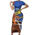 Personalised Tigers and Eels Rugby Short Sleeve Bodycon Dress Dynamic Style