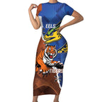 Personalised Tigers and Eels Rugby Short Sleeve Bodycon Dress Dynamic Style