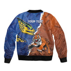 Personalised Tigers and Eels Rugby Sleeve Zip Bomber Jacket Dynamic Style