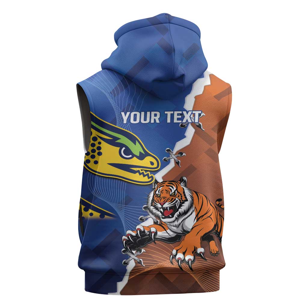 Personalised Tigers and Eels Rugby Sleeveless Hoodie Dynamic Style