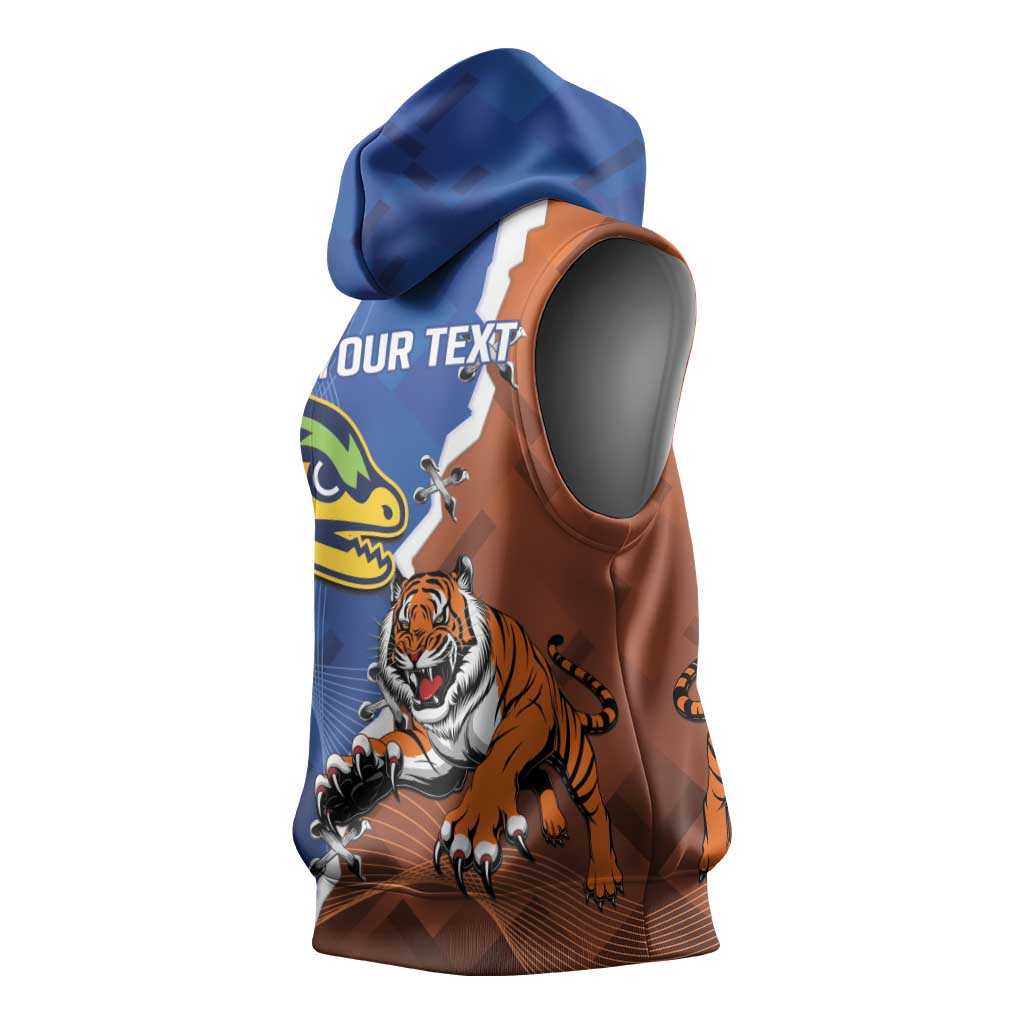 Personalised Tigers and Eels Rugby Sleeveless Hoodie Dynamic Style