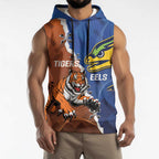 Personalised Tigers and Eels Rugby Sleeveless Hoodie Dynamic Style