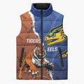 Personalised Tigers and Eels Rugby Sleeveless Puffer Jacket Dynamic Style