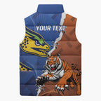 Personalised Tigers and Eels Rugby Sleeveless Puffer Jacket Dynamic Style