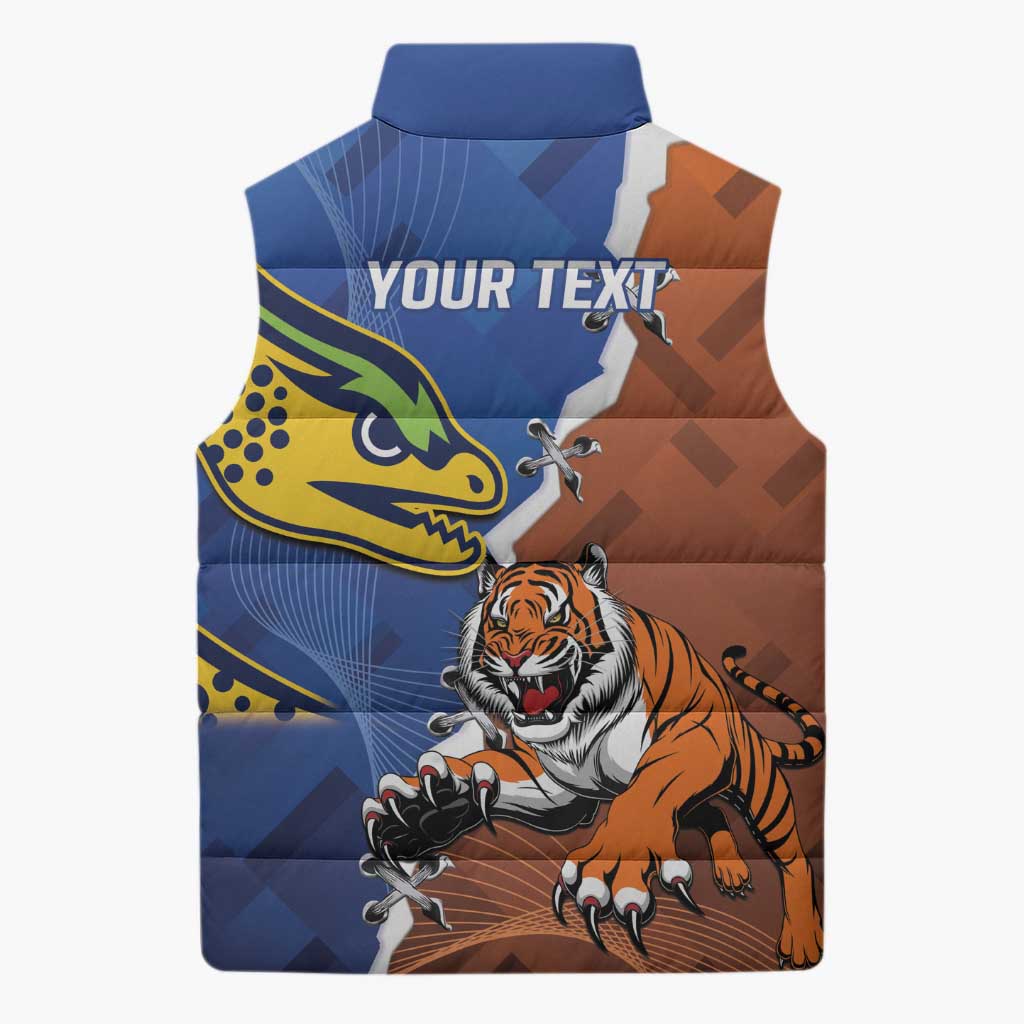 Personalised Tigers and Eels Rugby Sleeveless Puffer Jacket Dynamic Style