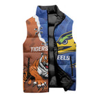 Personalised Tigers and Eels Rugby Sleeveless Puffer Jacket Dynamic Style