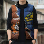 Personalised Tigers and Eels Rugby Sleeveless Puffer Jacket Dynamic Style
