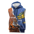 Personalised Tigers and Eels Rugby Sleeveless Zip Hoodie Dynamic Style