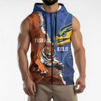 Personalised Tigers and Eels Rugby Sleeveless Zip Hoodie Dynamic Style