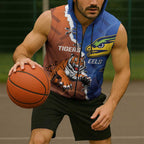 Personalised Tigers and Eels Rugby Sleeveless Zip Hoodie Dynamic Style