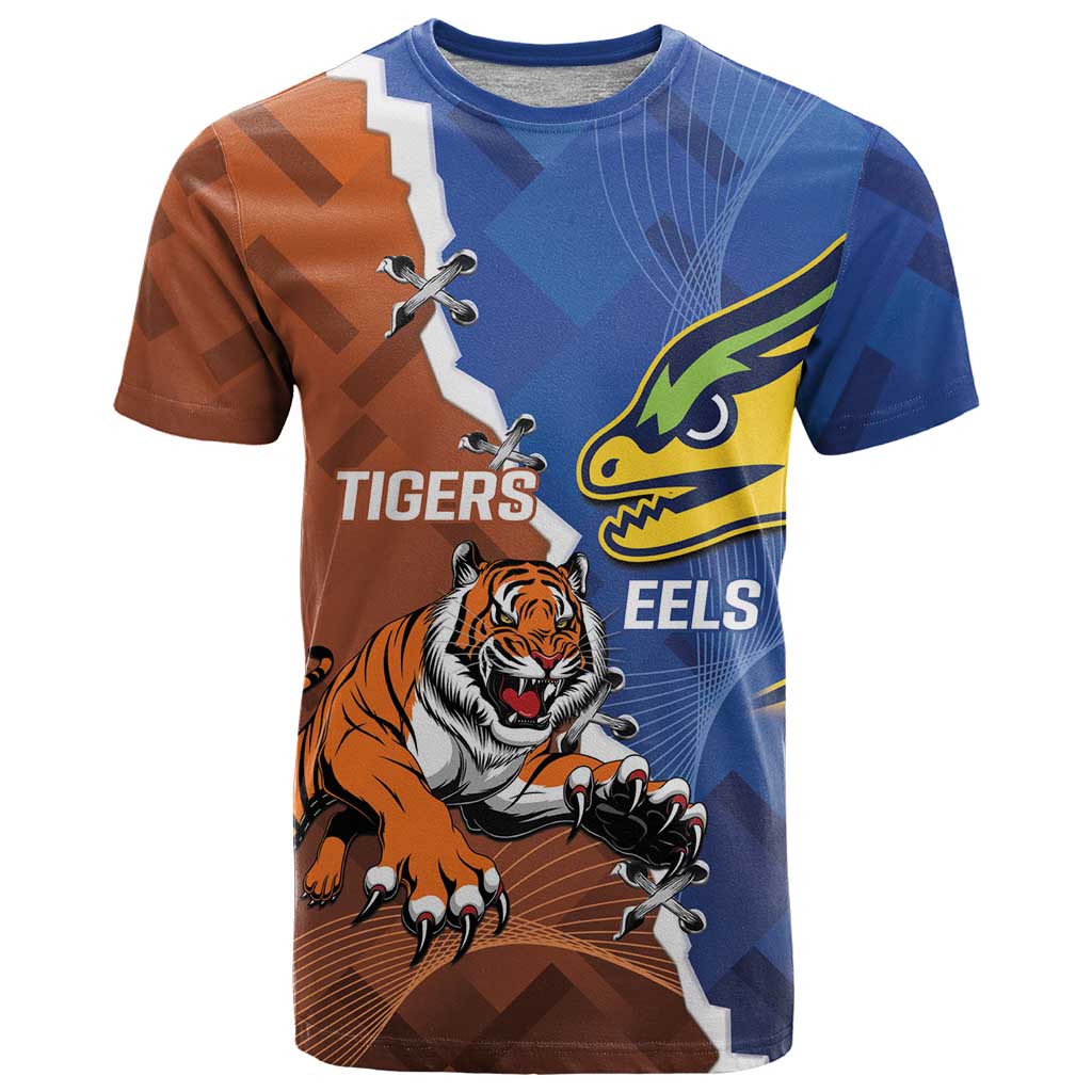 Personalised Tigers and Eels Rugby T Shirt Dynamic Style