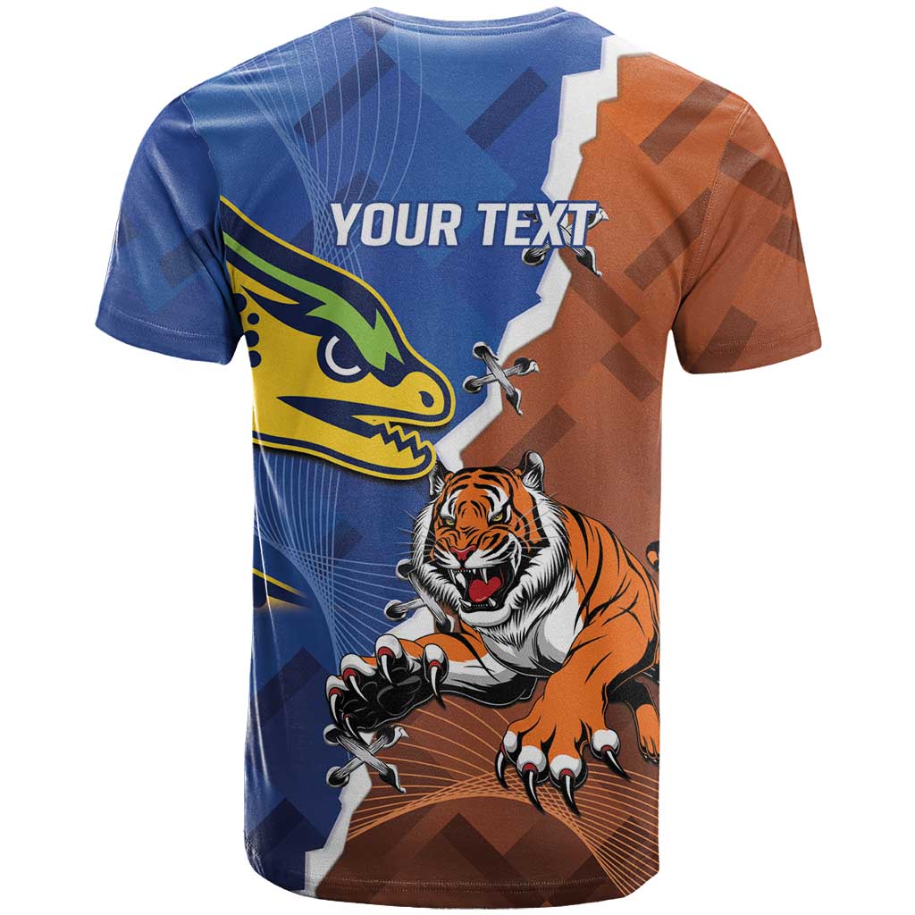 Personalised Tigers and Eels Rugby T Shirt Dynamic Style