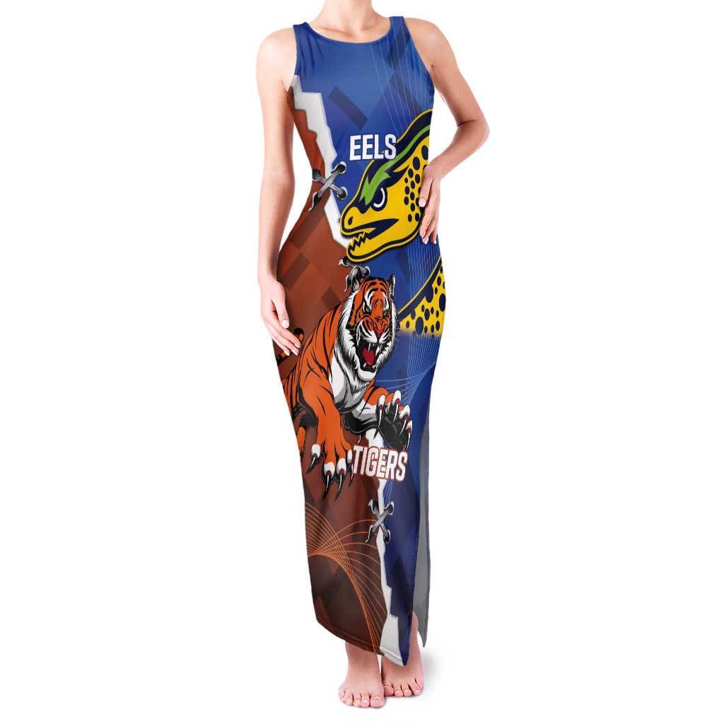 Personalised Tigers and Eels Rugby Tank Maxi Dress Dynamic Style
