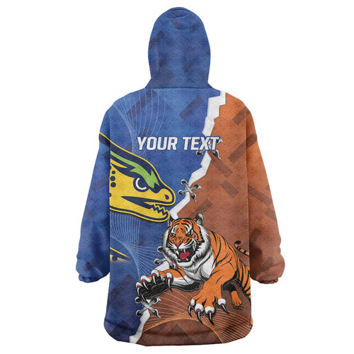 Personalised Tigers and Eels Rugby Wearable Blanket Hoodie Dynamic Style