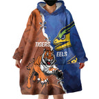 Personalised Tigers and Eels Rugby Wearable Blanket Hoodie Dynamic Style
