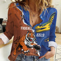 Personalised Tigers and Eels Rugby Women Casual Shirt Dynamic Style
