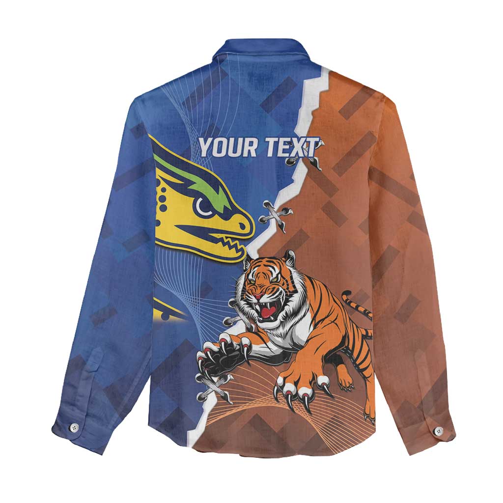 Personalised Tigers and Eels Rugby Women Casual Shirt Dynamic Style