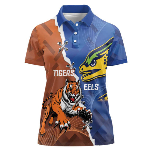 Personalised Tigers and Eels Rugby Women Polo Shirt Dynamic Style