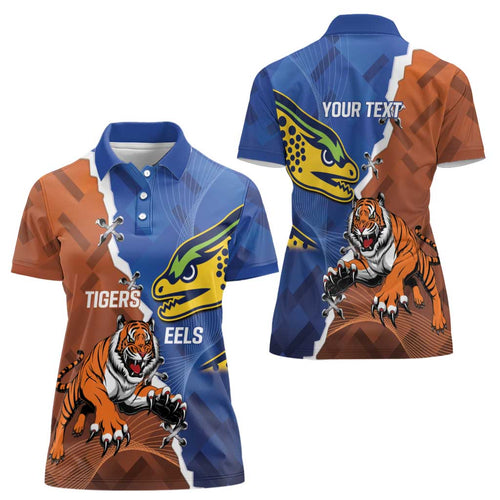 Personalised Tigers and Eels Rugby Women Polo Shirt Dynamic Style